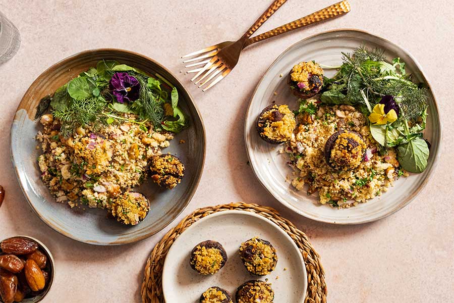 Champignons gefüllt mit Couscous